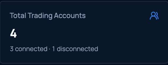 Total trading accounts: four, of which three are connected and one is disconnected.